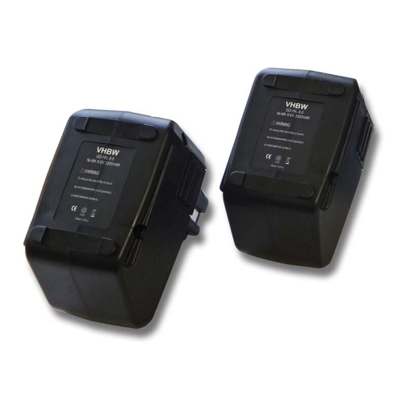 Vhbw - 2x Batterie compatible avec Hilti SF100, SF100A, BD2000, SB10, SFB105 outil électrique (3300 mAh, NiMH, 9,6 v)