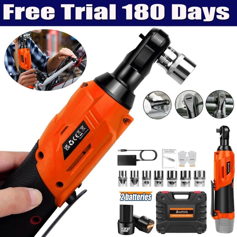 2x batterie sans fil clé à chocs cliquet écrou pistolet 3 / 8 pouces Driver avec boîtier