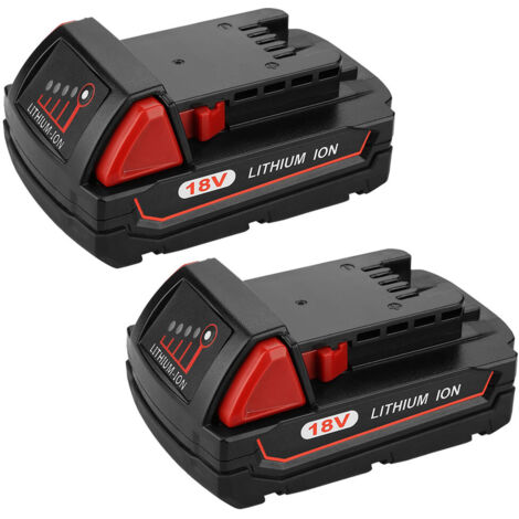 2X Batteries M18 pour Batterie Milwaukee 18V 3000mAh M18 48-11-1840 48-11-1828 48-11-1820 48-11-1815 48-11-1850 M18 B5