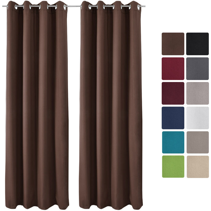 

2x Cortina de ojales - Medidas: 140x245 cm (AxL) Brown - Beautissu