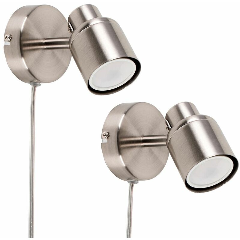 2x Satin Nickel Single Spotlight+2x5W GU10