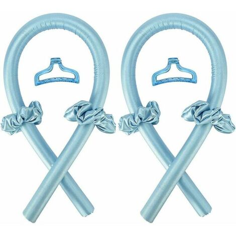 - 2x bigoudis sans chaleur, bigoudis de bandeau de tige de curling, bigoudis sans chaleur en caoutchouc, bande de boucles sans chaleur, ensemble de bigoudis paresseux bigoudis sans vague de c