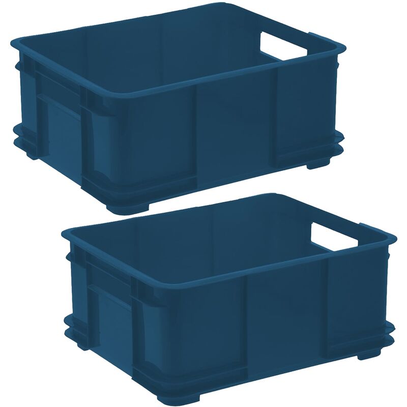 2x Boîte de rangement EUROBOX L, ECO Plastique (PP), 43 x 35 x 17,5 cm, 20 L, bleu