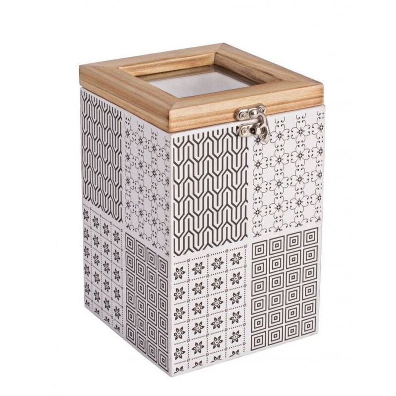 2x Boîte motif qu hauteur 12,8x12x18h en bois