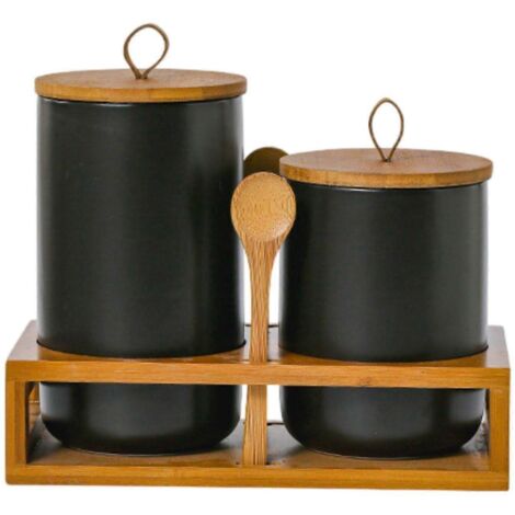 2x Boîtes de cuisine hermétiques en céramique, bocaux polyvalents pour café, thé, sucre, biscuits et autres gourmandises