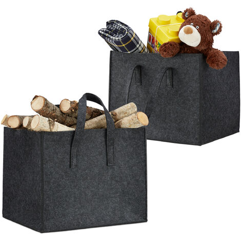 Bolsa de leña para chimenea de 1 pieza, bolsa de fieltro para leña, cesta  de almacenamiento plegable de gran capacidad, para compras de juguetes con leña  para leña, 50*25*25cm, color negro