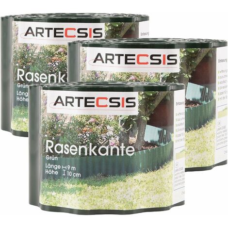 2X Bordure de Jardin en Plastique, 9 m x 20 cm, Bordure de pelouse Flexible, Bande de délimitation, Vert