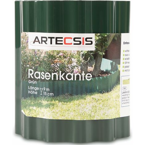 2X Bordure de Jardin en Plastique, 9 m x 20 cm, Bordure de pelouse Flexible, Bande de délimitation, Vert
