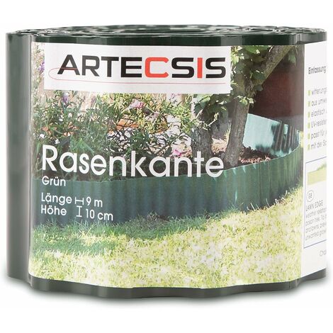 2X Bordure de Jardin en Plastique, 9 m x 20 cm, Bordure de pelouse Flexible, Bande de délimitation, Vert
