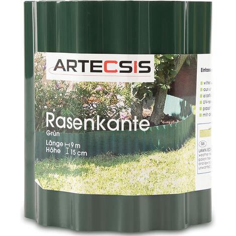2X Bordure de Jardin en Plastique, 9 m x 20 cm, Bordure de pelouse Flexible, Bande de délimitation, Vert