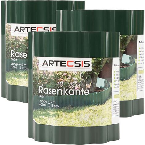 2X Bordure de Jardin en Plastique, 9 m x 20 cm, Bordure de pelouse Flexible, Bande de délimitation, Vert