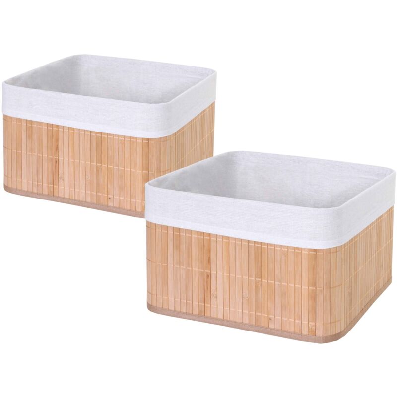 2x boîte de rangement HWC-C21, bambou - nature