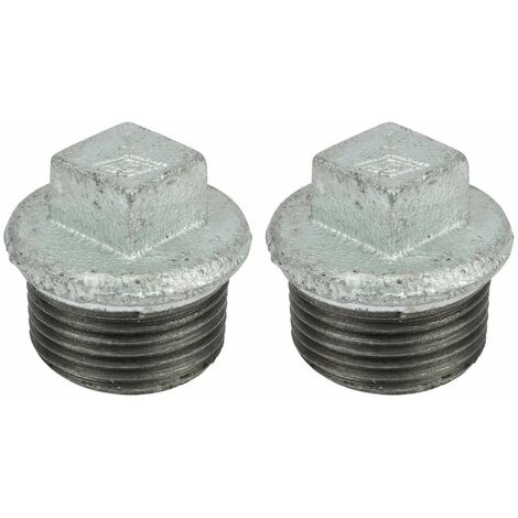 2x bouchon fonte mâle galvanisé 8x13 1/4 raccord 290 plomberie capuchon connecteur tuyau tube hexagonal