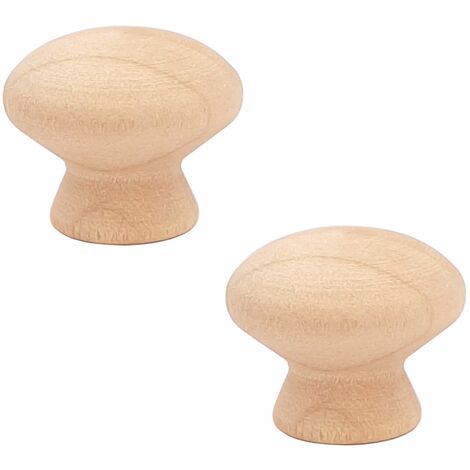 2x bouton bois rond brut naturel poignée avec vis tiroir meuble commode armoire, diamètre 30mm