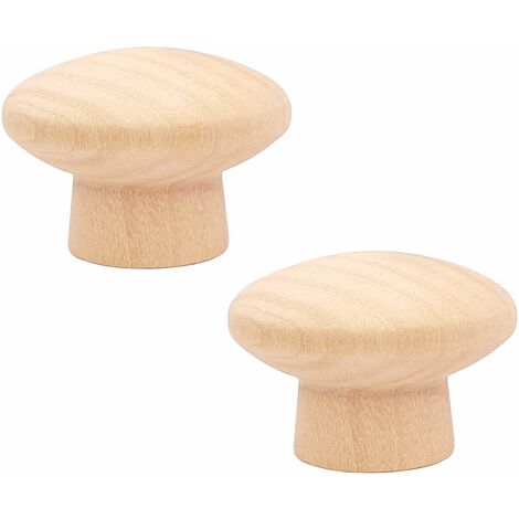 2x bouton bois rond brut naturel poignée avec vis tiroir meuble commode armoire, diamètre 40mm