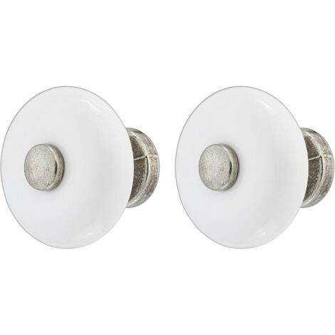 2x Bouton de tiroir porcelaine céramique finition nickel 35 mm avec vis Meuble Vintage Antique Style Porte Poignée Commode Armoire Maison