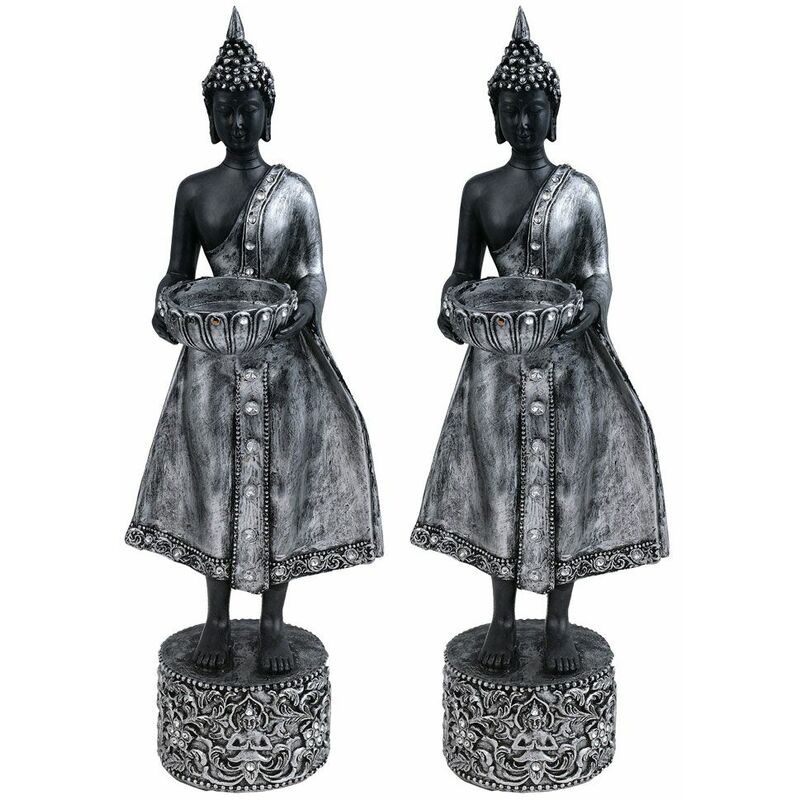 

Etc-shop - 2x Buda encender velas figura de pie decoración de la mesa de cristal de té destacan la escultura