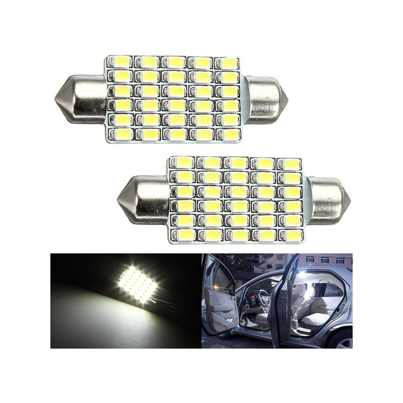 Image of 2x C5W 42MM 30 led 3020 smd lampadina luce targa bianco auto navetta dc 12V Hasaki