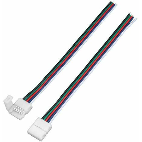 2x Câble alimentation 15cm souple ruban LED RGBW avec connecteur rapide et 5 fils dénudés