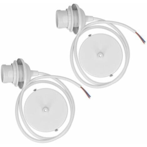 2x câble électrique pour lampe,Câble avec douille E27 et bague de fixation,Monture de suspension pour luminaire plafond,Blanc