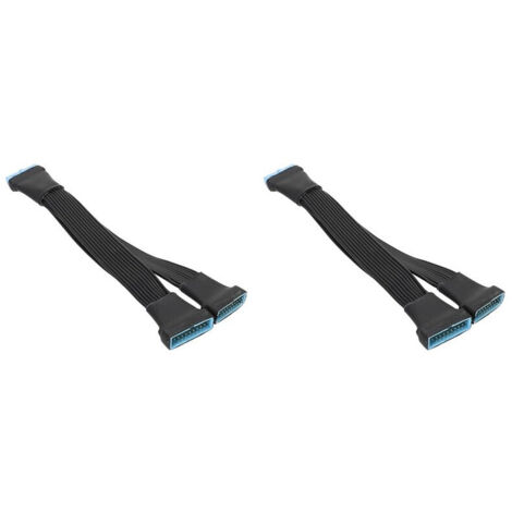 2X Cable Répartiteur USB 3.0 Femelle Vers Male 19/20 Broches 2 pour Accessoires de Carte Mère, Rallonge Interne.