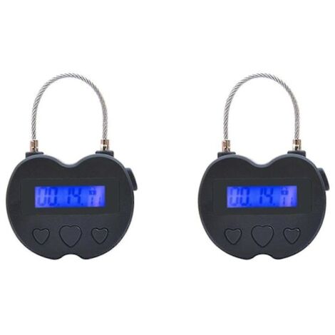 2x Cadenas à minuterie intelligent avec écran LCD, rechargeable par USB, pour voyages