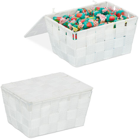 Caja de Almacenaje con Tapa Blanco Plástico 19 L 28 x 22 x 39 cm (12  Unidades) 