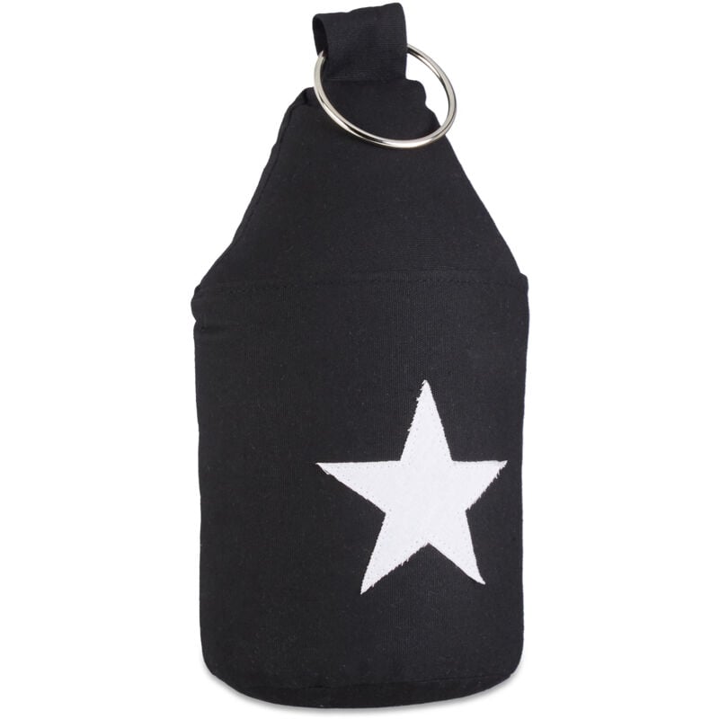 2x Cale porte bloqueur de porte tissu étoile sable poignée arrêt de porte butoir de porte HxlxP:25 x 12 x 12 cm, noir