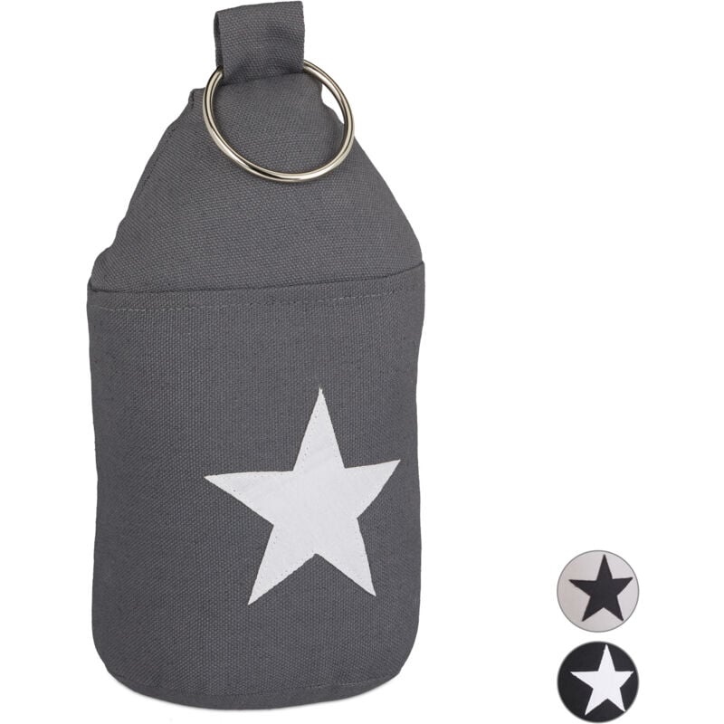 Butoir de porte, lot de 3, tissu étoile sable poignée arrêt de porte HxD: 23x11 cm, gris foncé