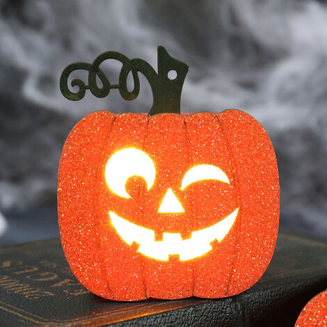 2x candela elettrica in legno gialla LED Cute Ghost Face Tea Light lampada a sospensione a batteria per paesaggio di Halloween per giardino,C