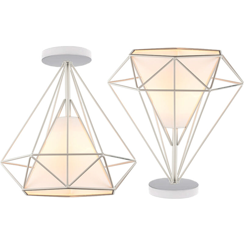 

2X Lámpara de Techo Nostalgia Antigua Lámpara de Techo Vintage Retro Diamante Lustre Industrial para Cafe Bar Blanco 25CM