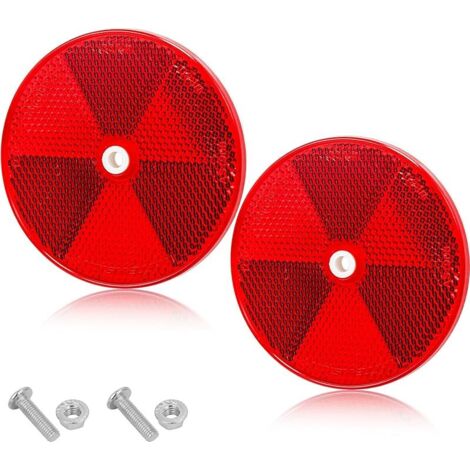 2X Catadioptre Remorque Rouge,Reflecteur Remorque Ø80mm Catadioptre avec Vis，Réflecteurs de Sécurité Réflecteur Rond