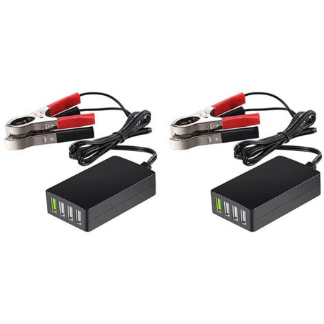 2X CC Portable avec Clip de Batterie, Chargeur USB 12 V/24 V à 5 V 4 , Adaptateur Multiport, Autres TéLéPhones Intelligents et Tablettes