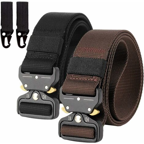 2x Ceinture Homme Tactique Militaire en Nylon Réglable avec Dégagement Rapide Boucle en Métal pour Sport Extérieur Pratique et Durable