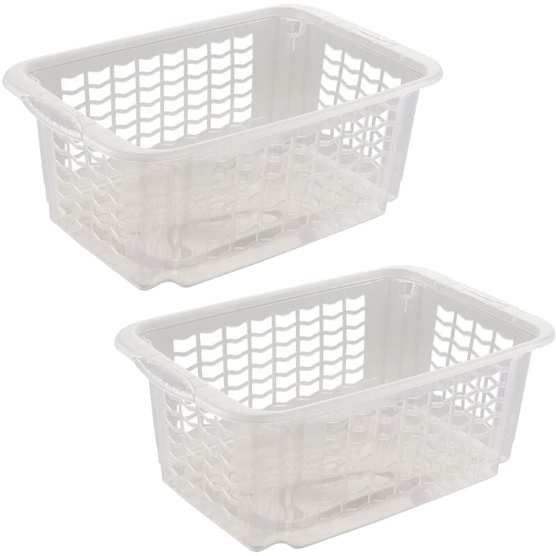 

Keeeper - 2x Cesta de almacenaje, Tamaño M, 40 x 25 x 15 cm, Fritz, Transparente neutro