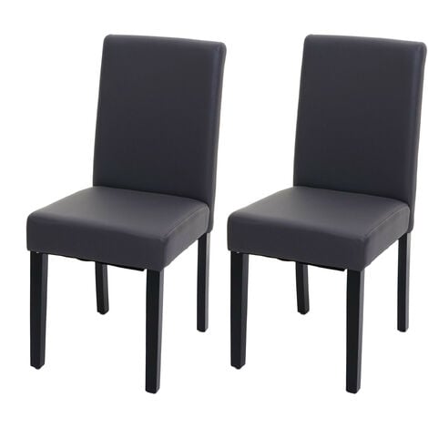 NOVA Ensemble de 2 chaises en similicuir pour la salle à manger avec pieds en bois massif Couleur : gris