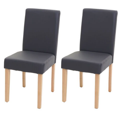 2x chaise à manger chaise de cuisine Littau - simili cuir, gris mat, pieds clairs