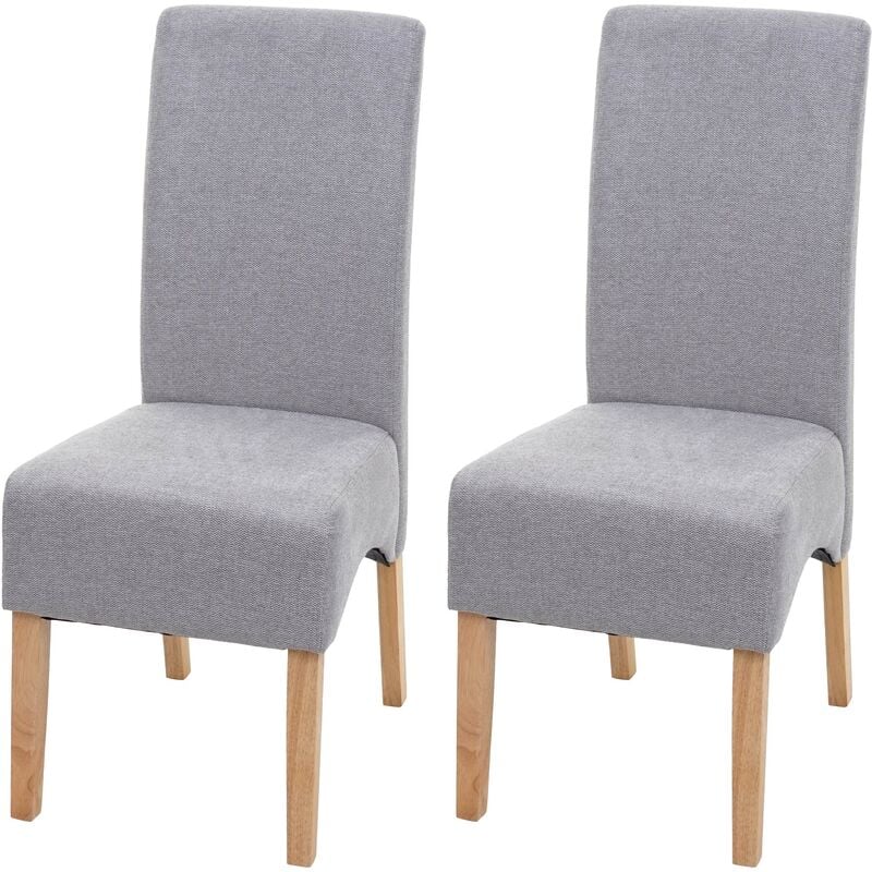[jamais utilisé] 2x chaise de salle à manger latina, chaise de cuisine, tissu/textile gris clair, pieds clairs - grey