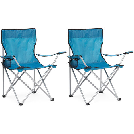 Chaise de Camping Pliable avec Porte-Gobelet , Portable, Extérieure pour Plage, Voyage, Pêche, Barbecue,   Lot de 2