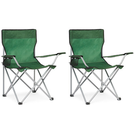 2X Chaise de Camping Pliable avec Porte-Gobelet ,Portable pour Plage, Pêche, BBQ,Vert - IWMH