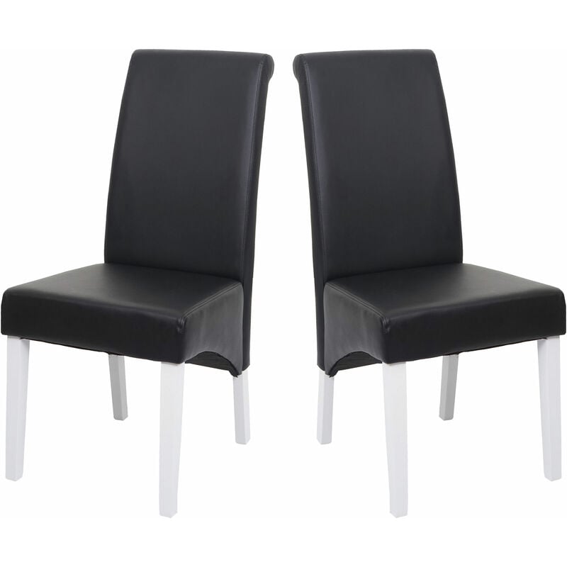 [jamais utilisé] 2x chaise de salle à manger chaise m37 cuir, noir, pieds blancs - black
