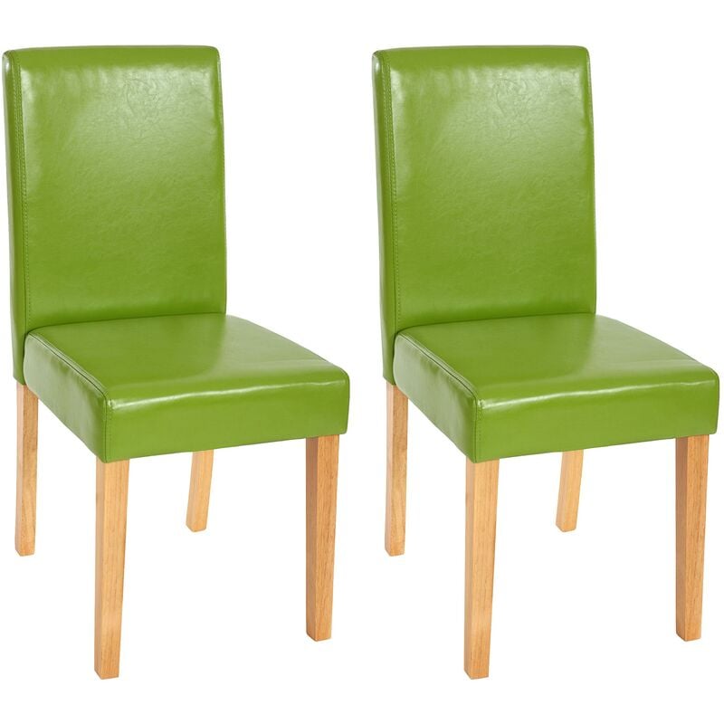 HHG - jamais utilisé] Lot de 2 chaises de séjour Littau, simili-cuir, vert, pieds clairs