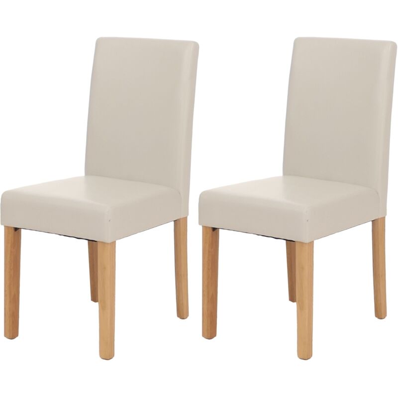 HHG - jamais utilisé] Lot de 2 chaises de séjour Littau, simili-cuir, blanc, pieds clairs