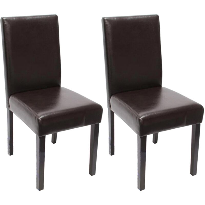 HHG - jamais utilisé] Lot de 2 chaises de séjour Littau, simili-cuir, marron, pieds foncés