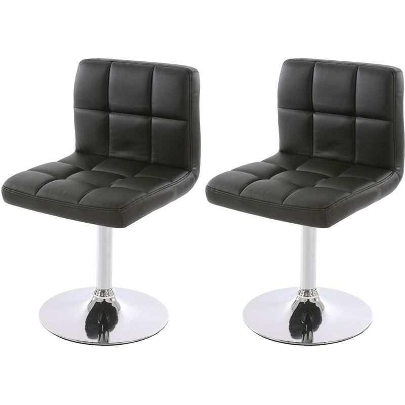 Lot de 2 chaises de salle à manger Kavala, pivotante, similicuir, noir
