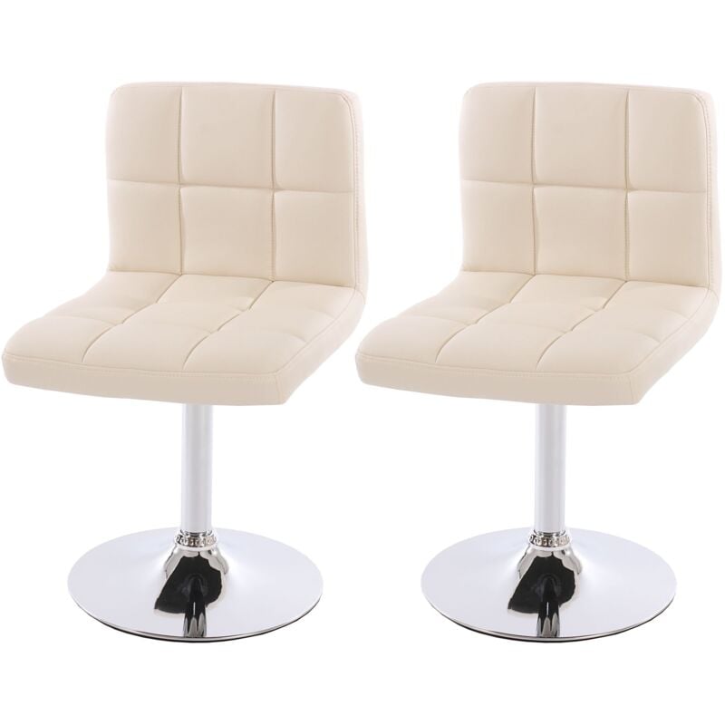 HHG - Lot de 2 chaises de salle à manger Kavala, pivotante, similicuir, crème