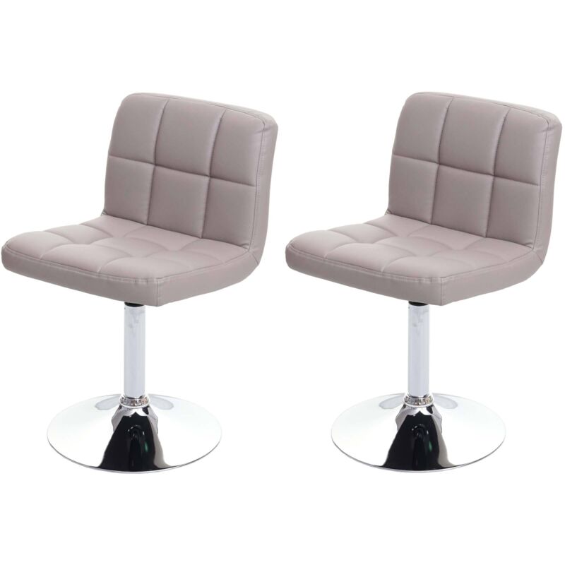 HHG - 2x Chaise de salle à manger Chaise pivotante Kavala simli Cuir Chrome, taupe-gris