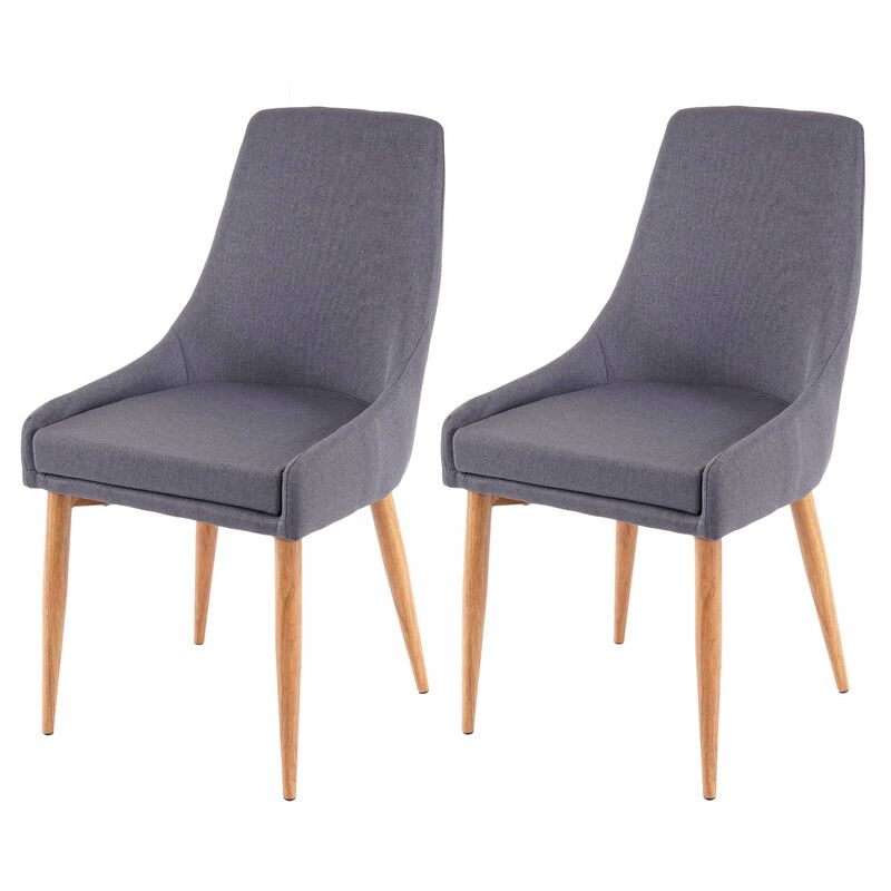 jamais utilisé] 2x chaise de salle à manger hhg 195 ii, fauteuil, style rétro tissu gris foncé - grey