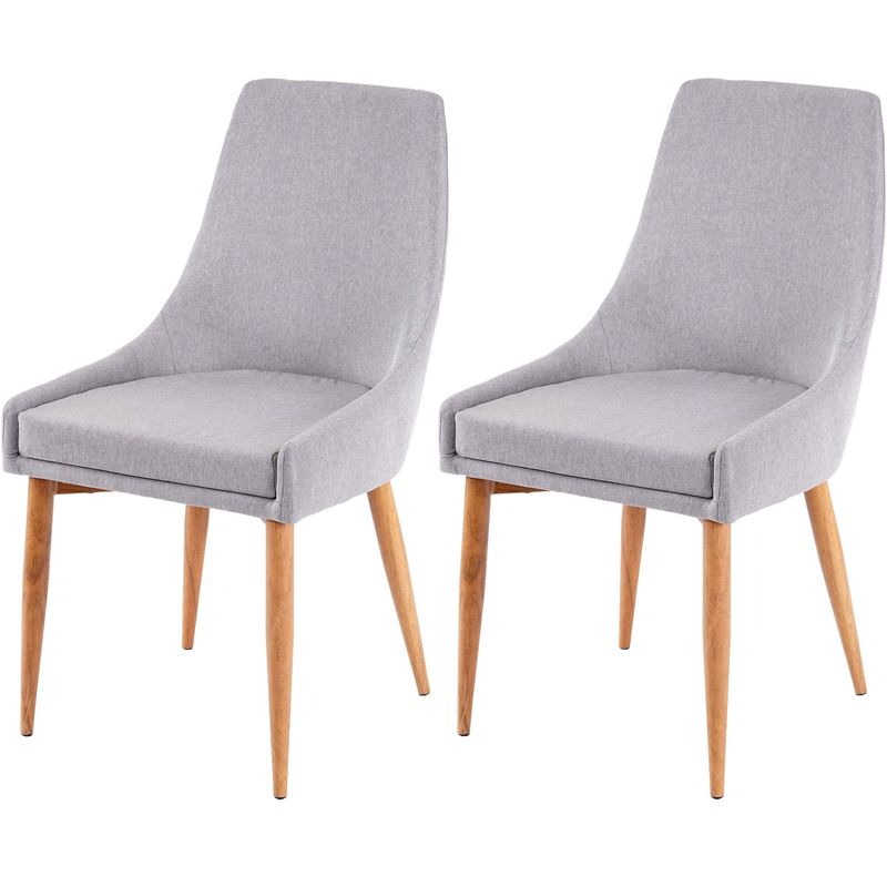2x chaise de salle à manger hhg-195 ii, fauteuil, style rétro tissu gris - grey