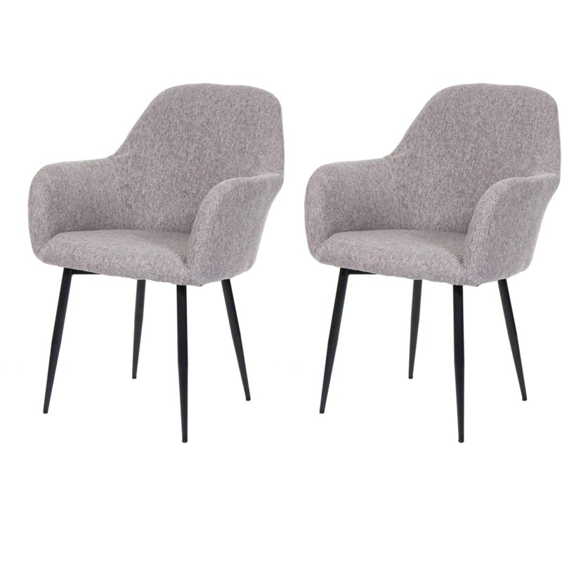 Jamais utilisé] 2x chaise de salle à manger HHG 240, fauteuil de cuisine, design rétro, tissu gris, pieds noirs